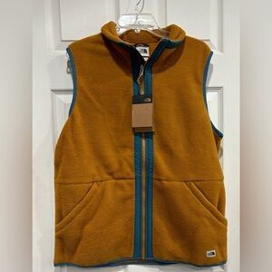 The North Face Men’s Large Carbondale Fleece Vest Tan Teal NWT Brown